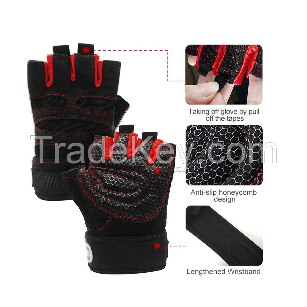 Genuine Leather Gym Workout Gloves