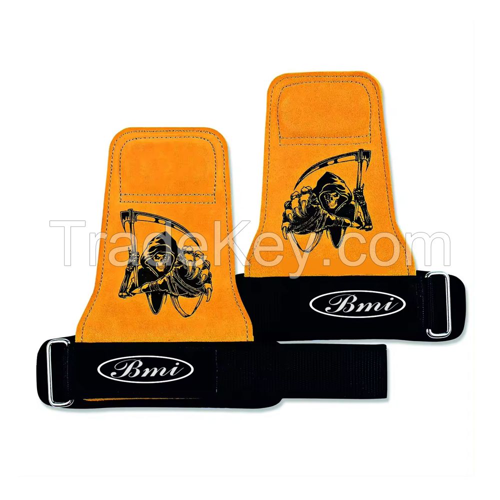 Leather Hand Grips with Wrist Support for Palm Protection Cross-fit  grips