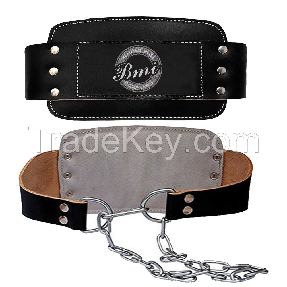 Customized Logo Leather Dip Belt with Heavy Duty Steel Chain