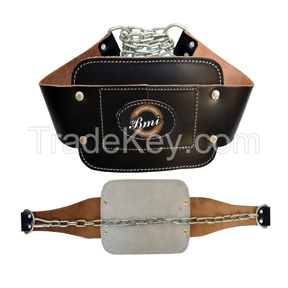 Customized Logo Leather Dip Belt with Heavy Duty Steel Chain