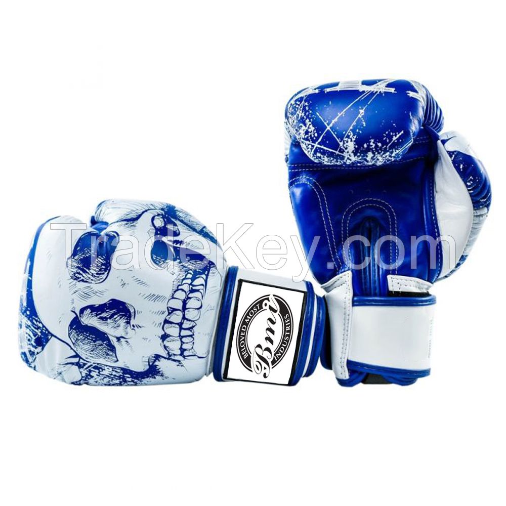 Printed MMA Muay Thai High Quality PU Leather Boxing Gloves