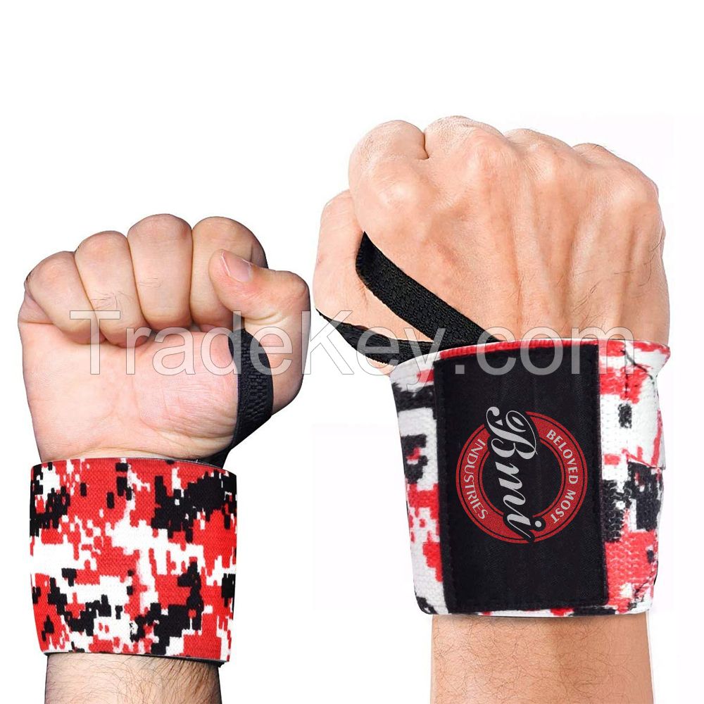 camo design Customized Top Quality Men's Fitness Gym Straps Wrist Wraps