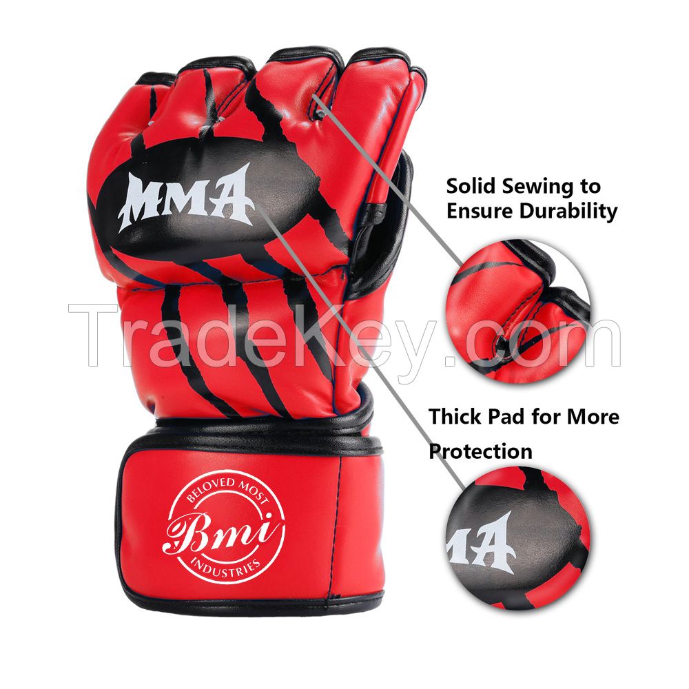 High Quality Genuine Leather MMA Grappling Gloves /MMA Fight Training Gloves