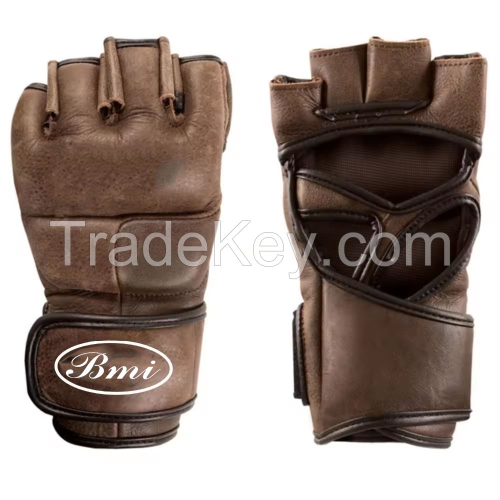 kickboxing muay thai cowhide leather boxing gloves