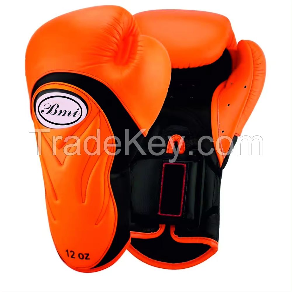 Shock Absorber Gel Padding Leather Boxing Gloves