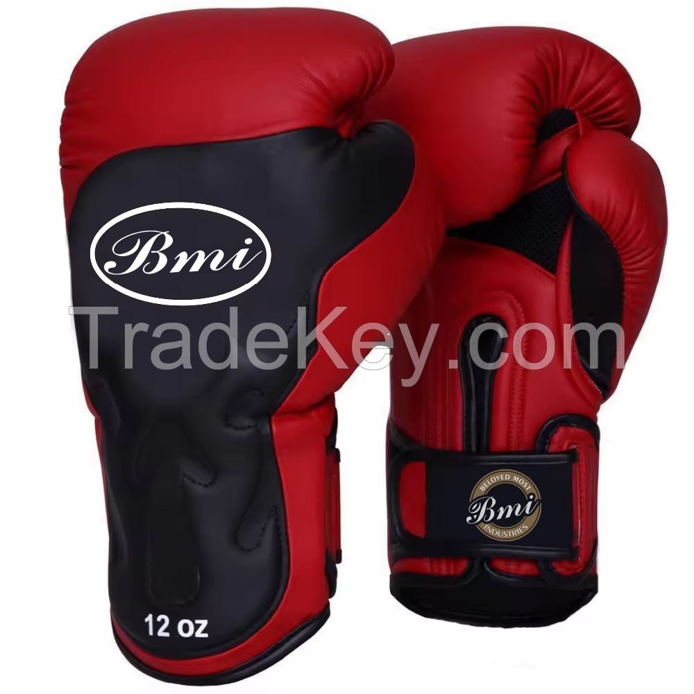 Shock Absorber Gel Padding Leather Boxing Gloves