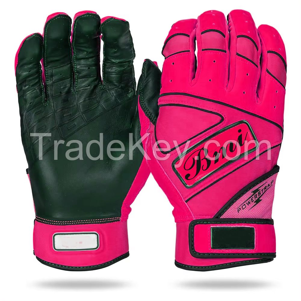Factory Direct Supply Best Quality Leather Baseball Batting Gloves