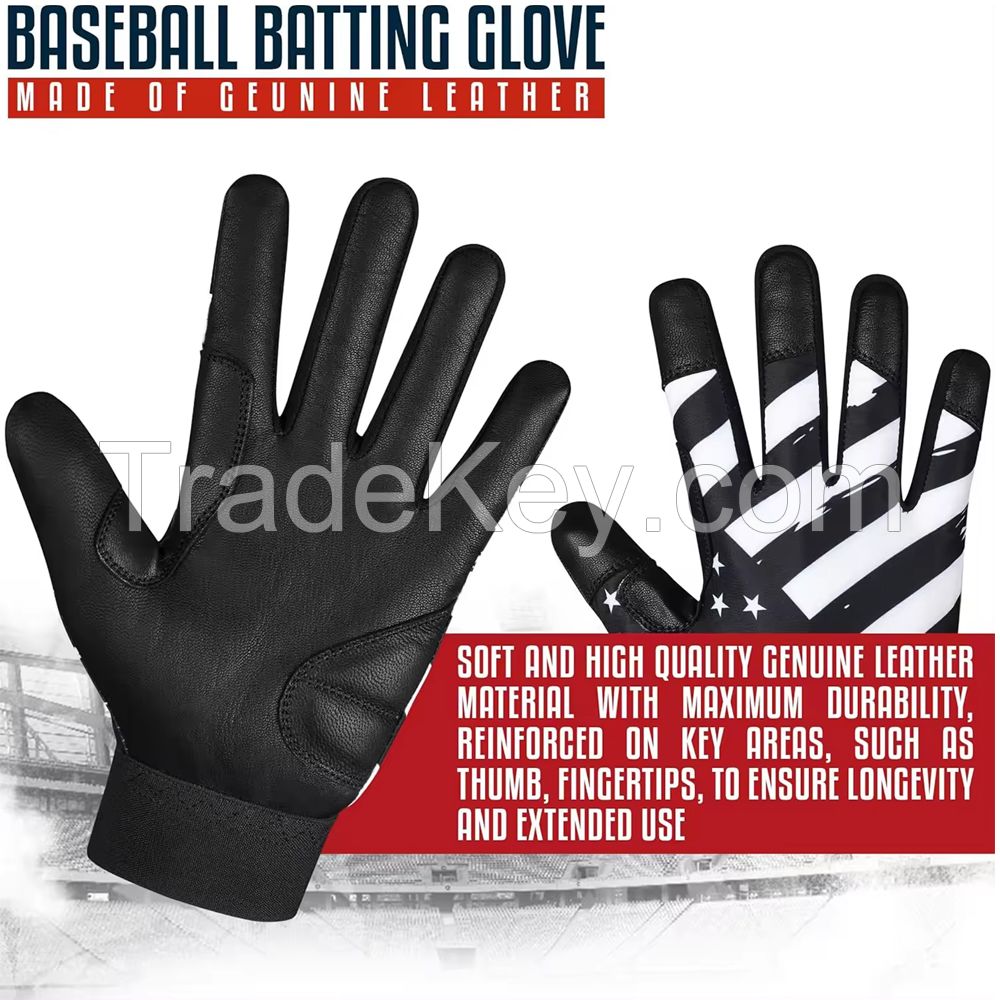 Professional Long Cuff Goatskin Digital Leather Baseball Batting Gloves