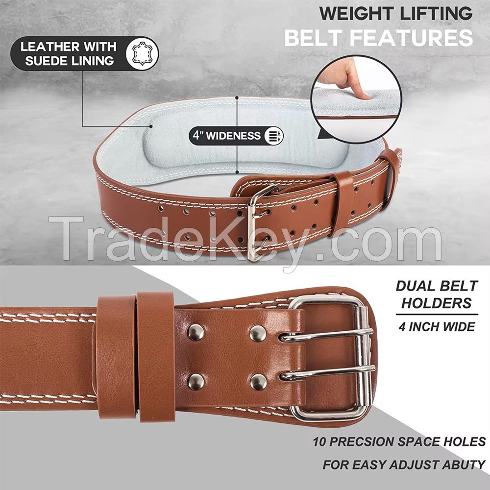 Premium Leather Weight Lifting Belt 4" Tapered Design Gym Belts