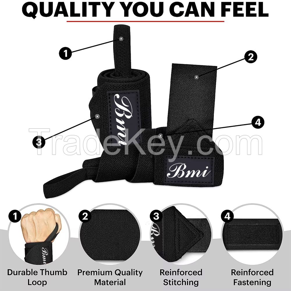 Hook & Loop Closure Weightlifting Wrist Wrap with Thumb Loop