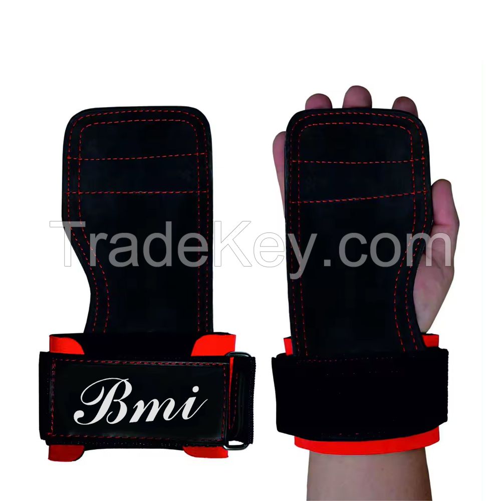 Cross-fit Hand Grip Palm Protection No Hole &amp; Seamless Double Cowhide Layer Improve Grip Strength Strong Stitching Non-Slip Grip