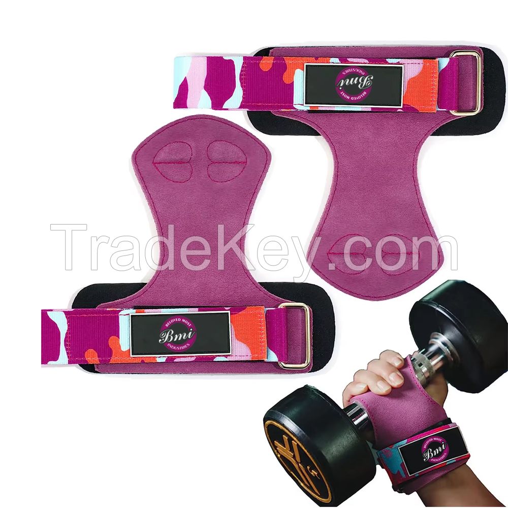 Cross-fit Hand Grip Palm Protection No Hole &amp; Seamless Double Cowhide Layer Improve Grip Strength Strong Stitching Non-Slip Grip