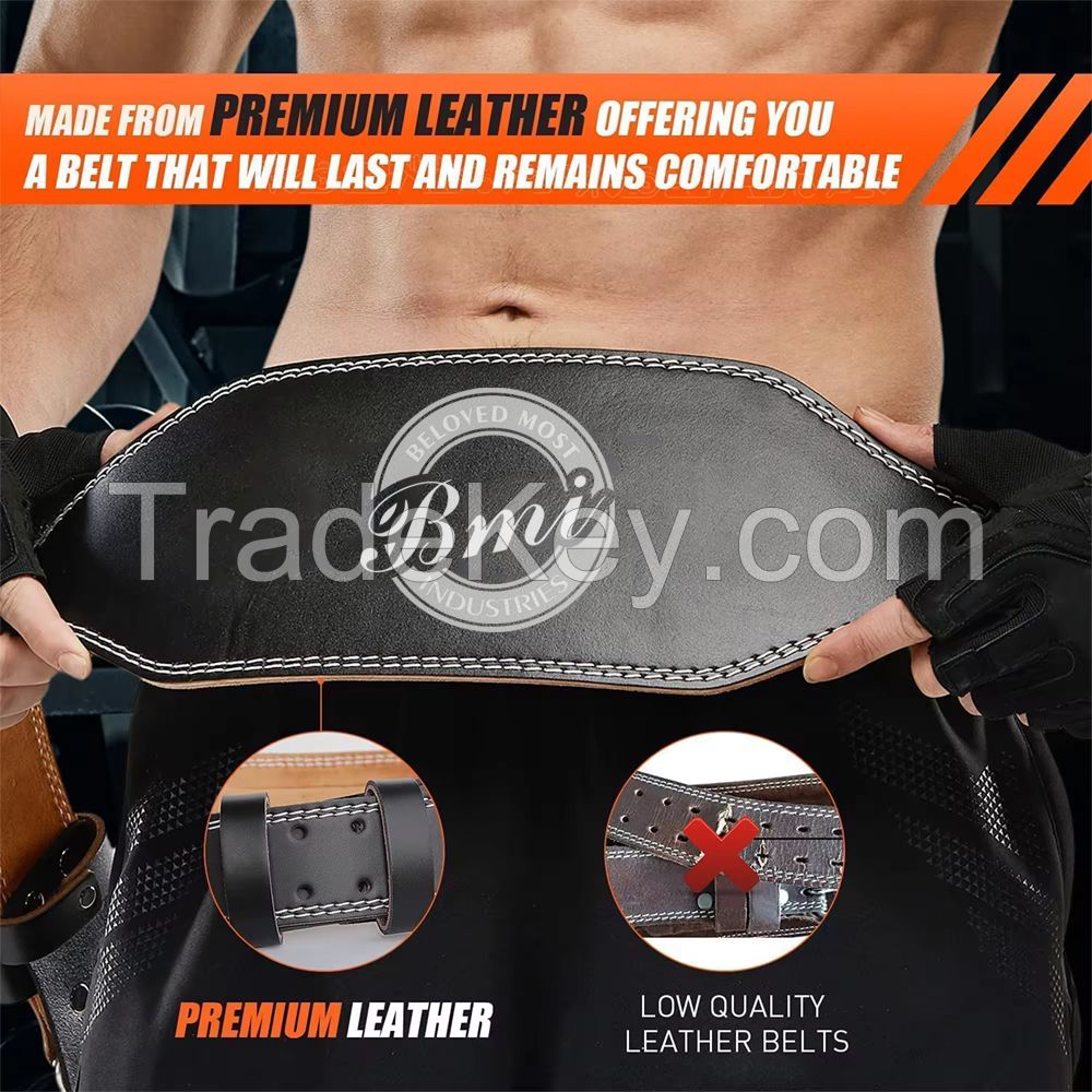 Bodybuilding Workout 4&amp;quot; Padded Leather Weightlifting Belt