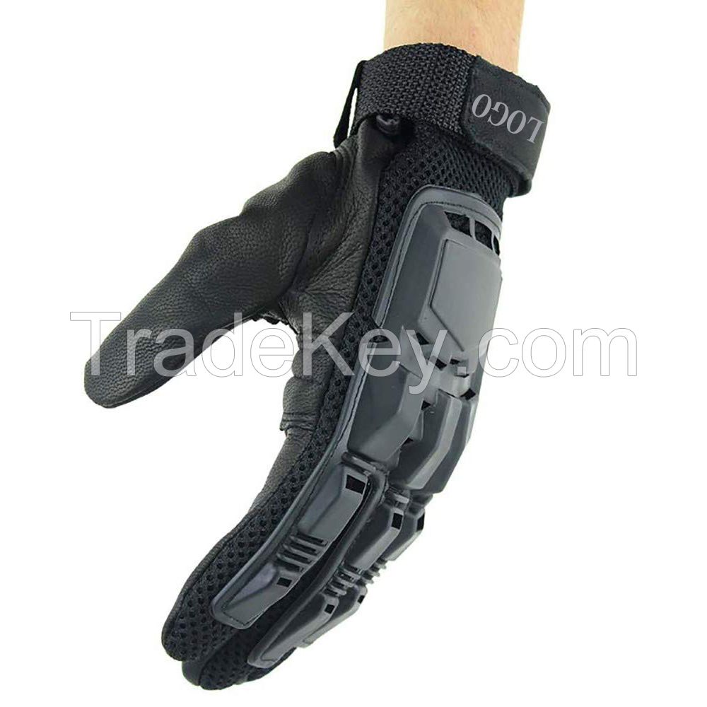 Premium Quality Full Finger Design Hand Protection Wear-Resisting Motorbike Leather Glove