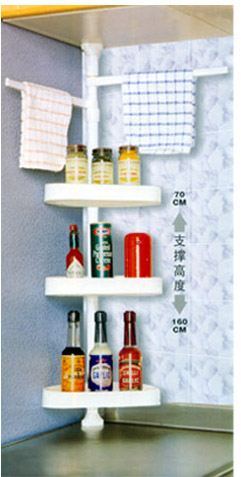 Kitchen cabinet pole shelf