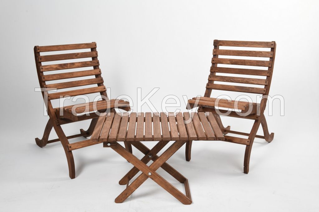 NomiaTrend 100% Solid Wood Table Chair Set