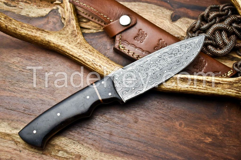 Hand Made Damascus Steel Blade Full Tang Hunting Knife