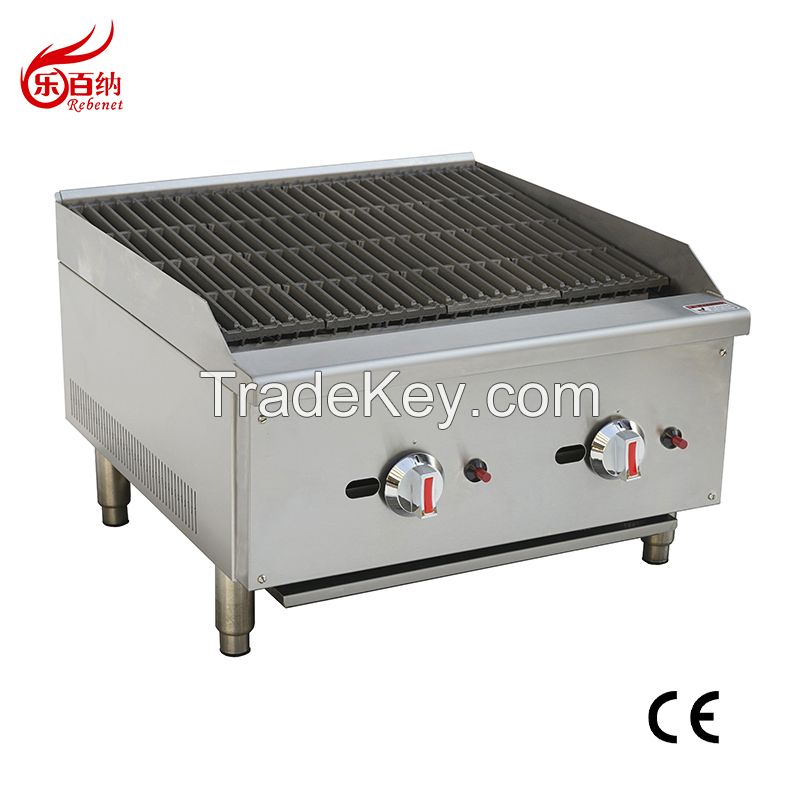 Hot Seller Table Top Commercial Gas Char BBQ Burger Grill Radiant Charbroiler in Stainless Steel Kitchen Equipment (ECB-24SX)