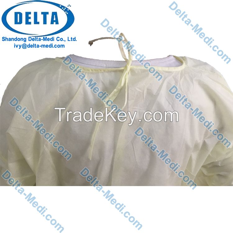 PP Light Yellow Disposable Isolation Gowns Protective Surgery Clothing