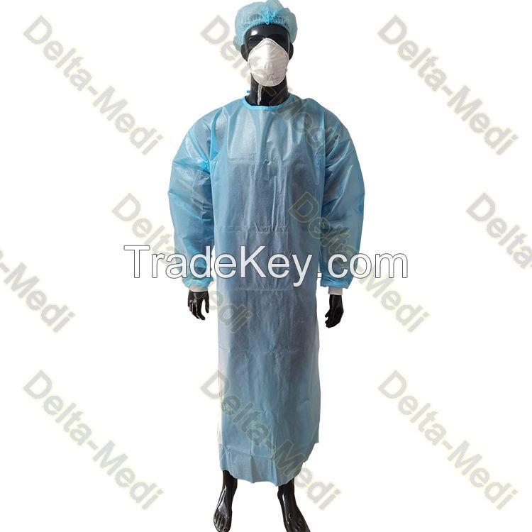 PP Coated PE Film Disposable Isolation Gowns AAMI Level 2 AAMI Level 3
