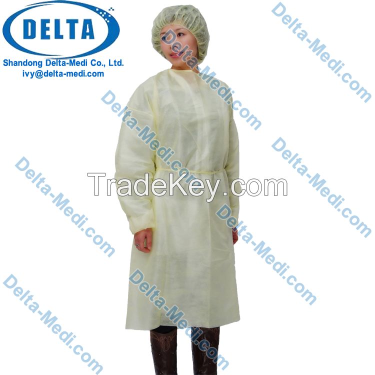 PP Light Yellow Disposable Isolation Gowns Protective Surgery Clothing