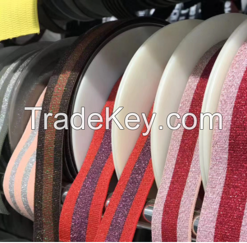 Band Colorful Thick Elastic Tape with Metallic Woven Webbing