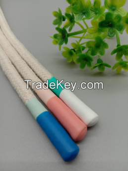 Custom hoodie drawstring Waistband colorful round silicone tips end