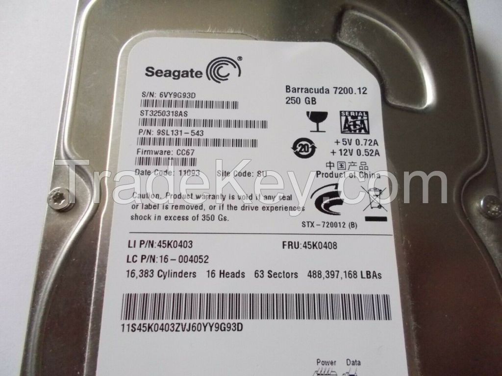 Seagate barracuda HDD, 250 GB SATA II, 7200 RPM, 8 MB, ST3250318AS