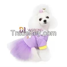 Sweet Candy Colored Dog Party Dress Pet Clothing CVC Jersey 180G With Sparkly Tulle Skirt