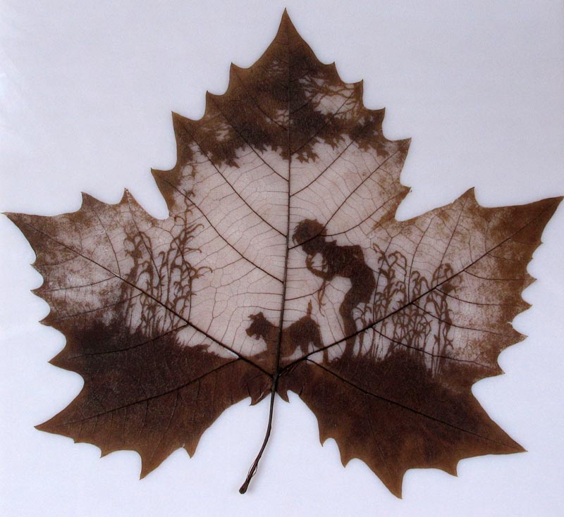 leaf carving painting