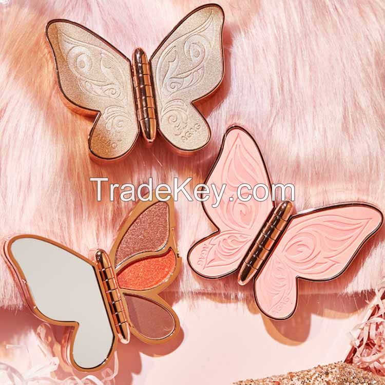 Butterfly eye shadow 6 colors waterproof glitter matte pigmented eyeshadow palette shiny flash powder cute eyes makeup wholesale