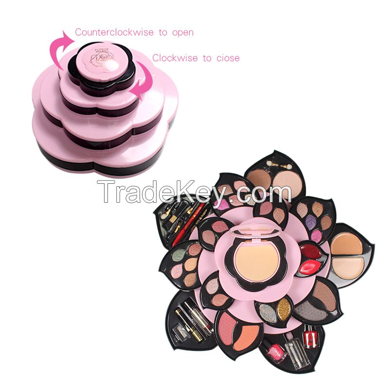 New best-selling pink plum blossom makeup set multi-functional waterproof rotation to create perfect makeup cosmetic case