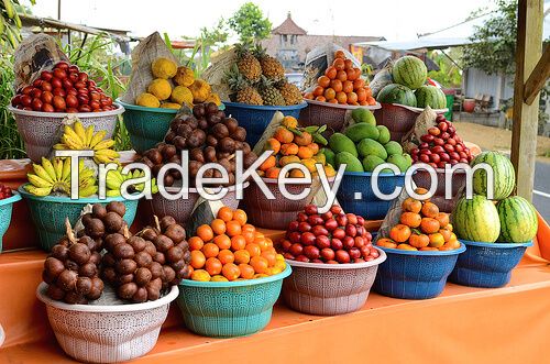 Fruits, mango, mangosteen, pineapple, banana, rambutan, durian, dragon fruit, guava, melon, salak, oranges, watermelon etc.