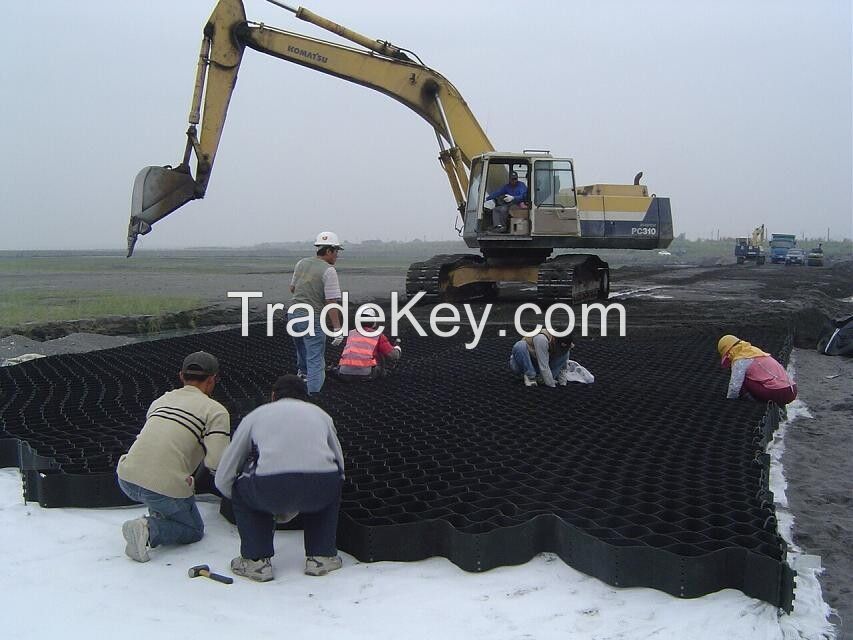 75mm/100mm/150mm/200mm HDPE Geocell conformed system for Replenishing Earth and Gravel by professional factory price