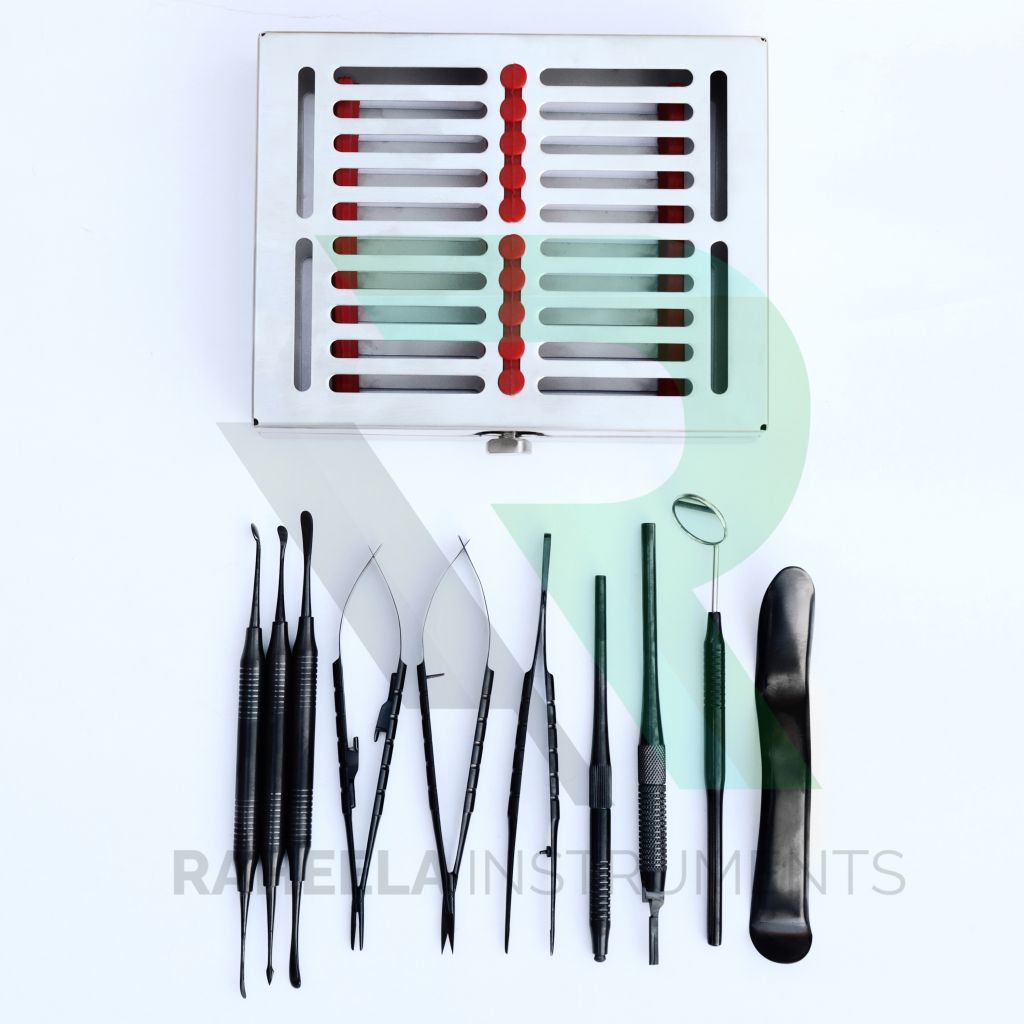 Dental Micro Oral Surgery Instruments Kit 11 Pcs Black Coated