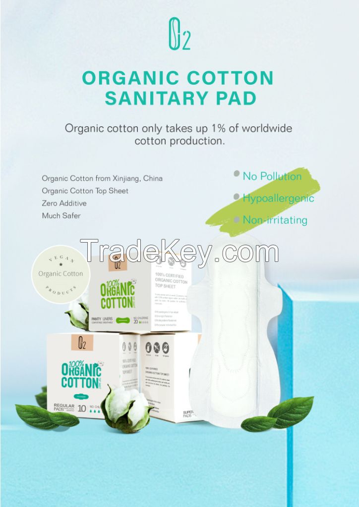  O2 Organic Cotton Sanitary Napkins Day pad utra thin