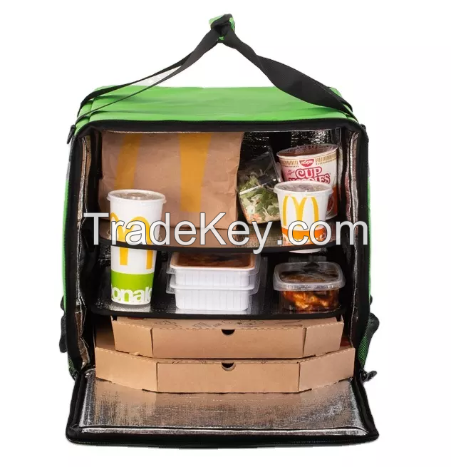 Bike pizza bag heated insulated food delivery backpack bag