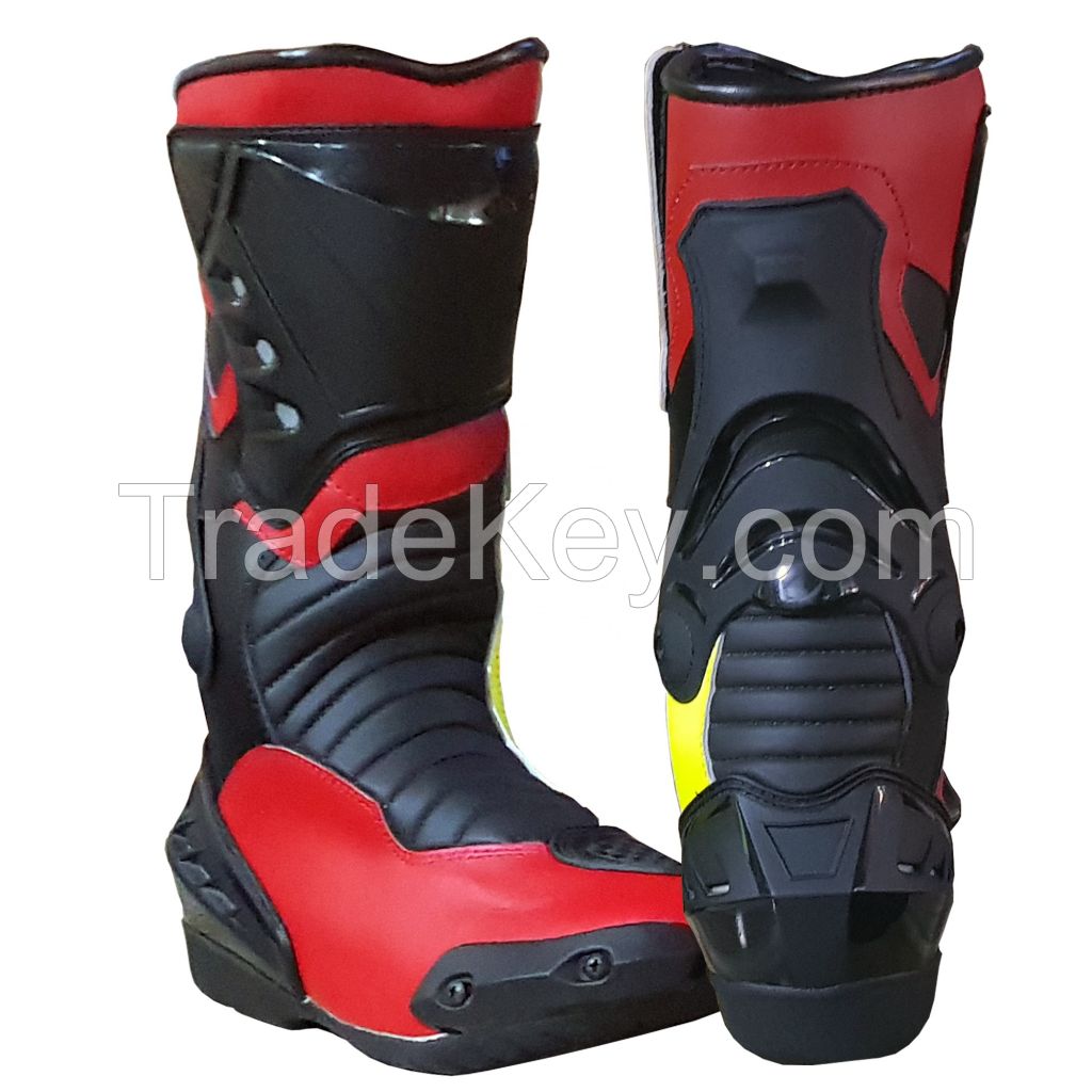 Technicolor Racing Motorcycle Boots Long Ankle Boot Motorbike technicolor leather