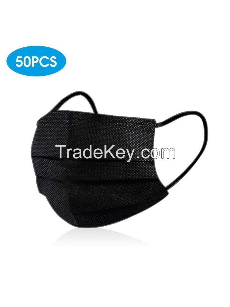 3-Ply Black Medical Grade Type IIR (2R) Face Masks - 50 Pack
