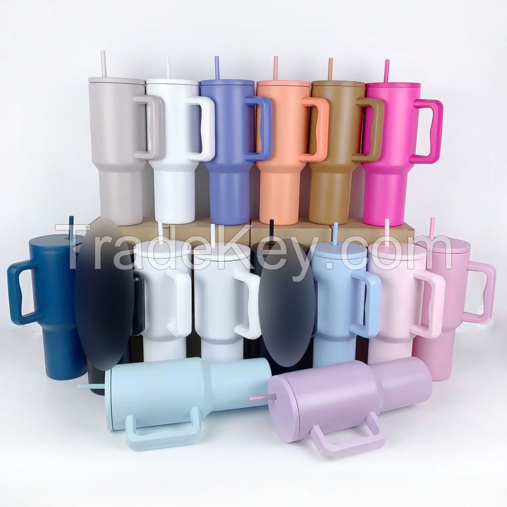 40oz Simple Tumbler with handle and Lid Slim Modern Design Sport Quencher Tumbler Vacuum Inuslated Water Cup