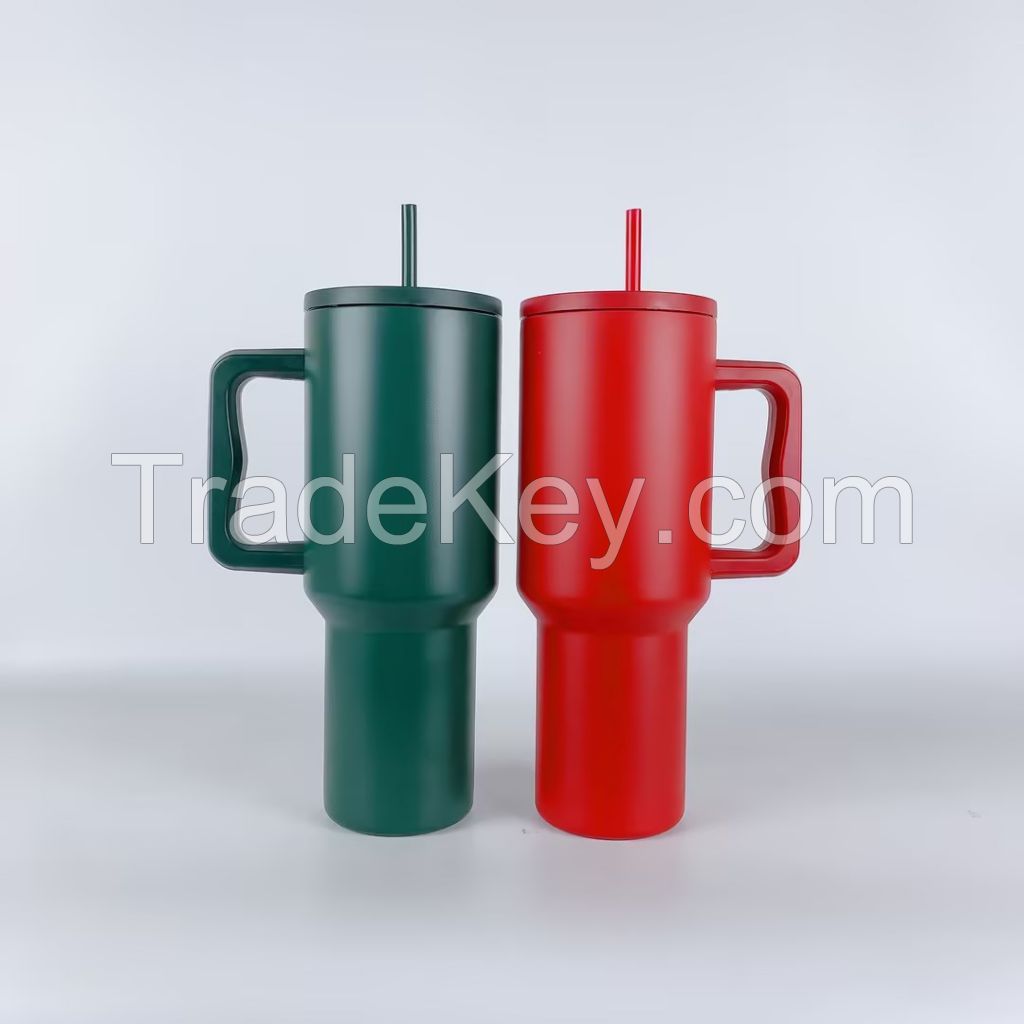 40oz Simple Tumbler with handle and Lid Slim Modern Design Sport Quencher Tumbler Vacuum Inuslated Water Cup