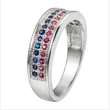 Hot sell Ruby cz diamond & cz sapphire ring