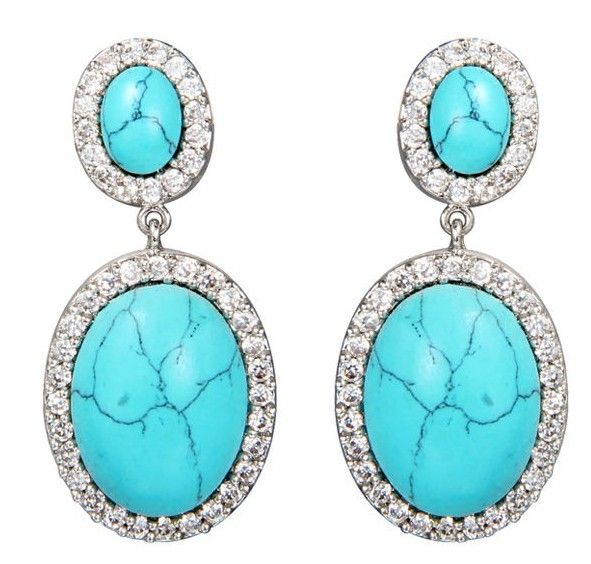 Cheap clip turquoise earrings fashion jewelry wholesale dozen 2014  