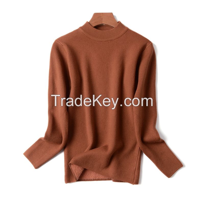 Wholesale custom 2021 fall winter New cloth with soft nap knitted women&apos;s turtleneck sweaters P