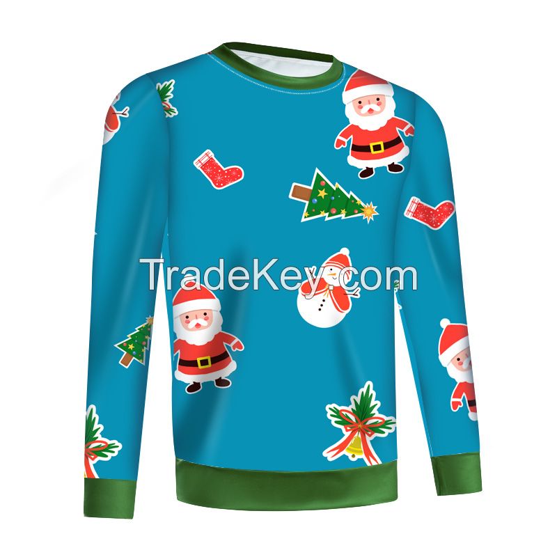 Funny Printed Long Sleeve O-neck Christmas Sweaters Tops Pullover Xmas sweatshirt men jumper Christm