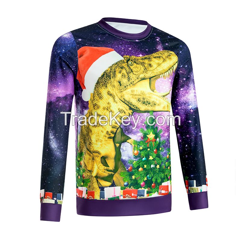 Clothes wholesale Christmas sweater unisex polyester long sleeve T-shirt anime jersey crew neck cust