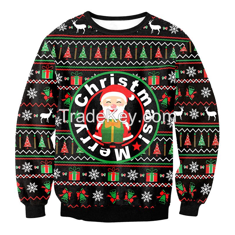 Custom cheap hot sale/best sale Christmas printing jumpers Unisex plus size men&apos;s hoodies & swe