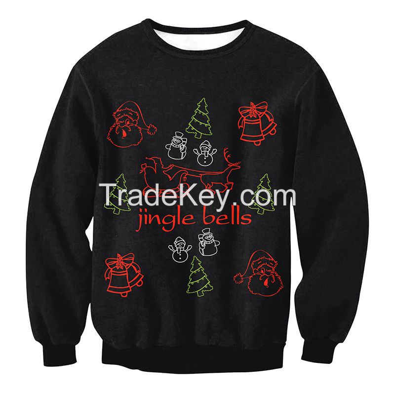 Women Plus size Hoodies Fabric Hot Sale Long Sleeve Women Ugly Christmas pullover whole printing hoo
