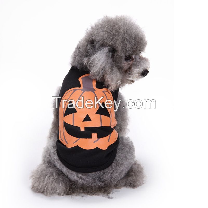 New Style Popular Halloween Funny Pumpkin Black vest designer dog sweater Teddy pet dog clothes