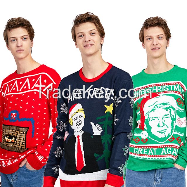 Wholesale Christmas sweater fall winter Plus size Men sweater Custom Knitted Jumper Funny Ugly sweat